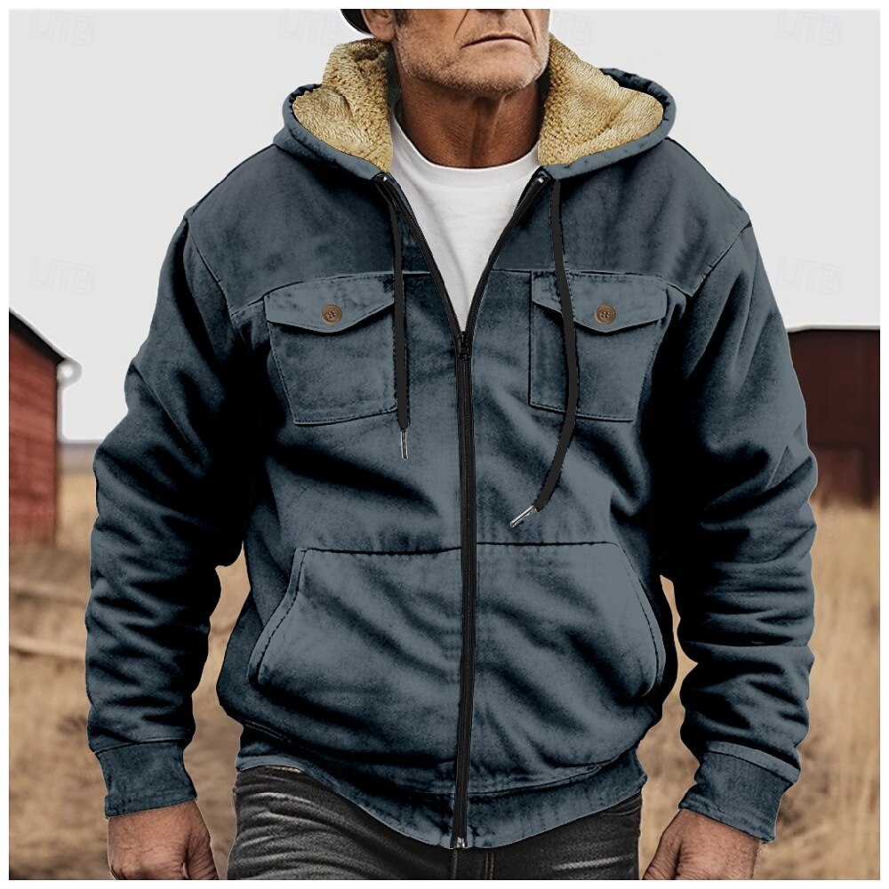 Per uomo Felpa con cappuccio e zip Felpa con cappuccio a zip intera Sherpa peloso Giacca in pile Felpa con cappuccio in pile Verde militare Blu Cammello Verde Grigio Con cappuccio Liscio Zip Up del 2025 a $48.99 –P4