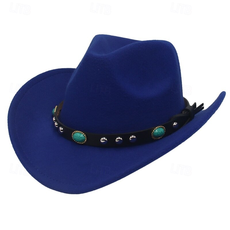 Men's Kentucky Derby Hat Sun Hat Cowboy Hat Fedora Trilby Hat Black Red Woolen Vintage Style Fashion 18th Century State of Texas Daily Theme Party Solid / Plain Color Sunscreen Cosplay 2025 - $12.99 –P1