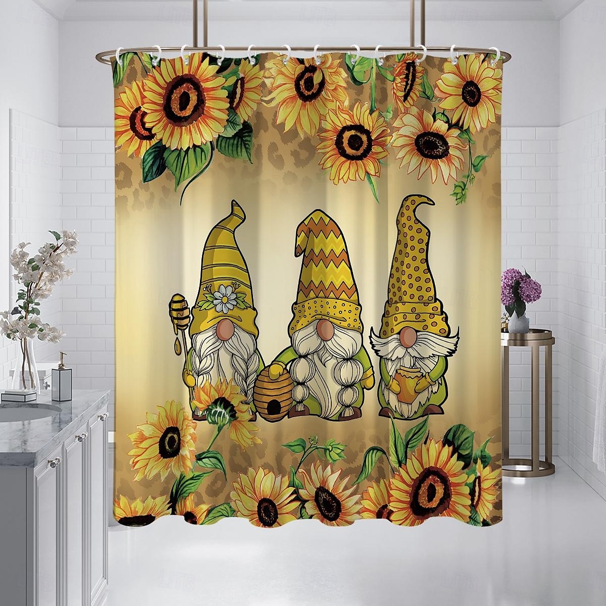 Dusjforheng med kroker 180cm*180cm (70"*70") Polyester Vaskbart Vanntett Blomster Sommerfugl Mønster Bad Dekor 2025 - $22.99 –P5