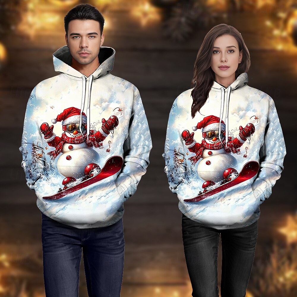 Navidad Muñeco de Nieve Sudadera Sudadera con capucha navideña divertida 3D Navidad Bolsillo delantero Gráfico Para Pareja Hombre Mujer Adulto Navidad Carnaval Impresión 3D Fiesta Festival 2025 - $29.99 –P3
