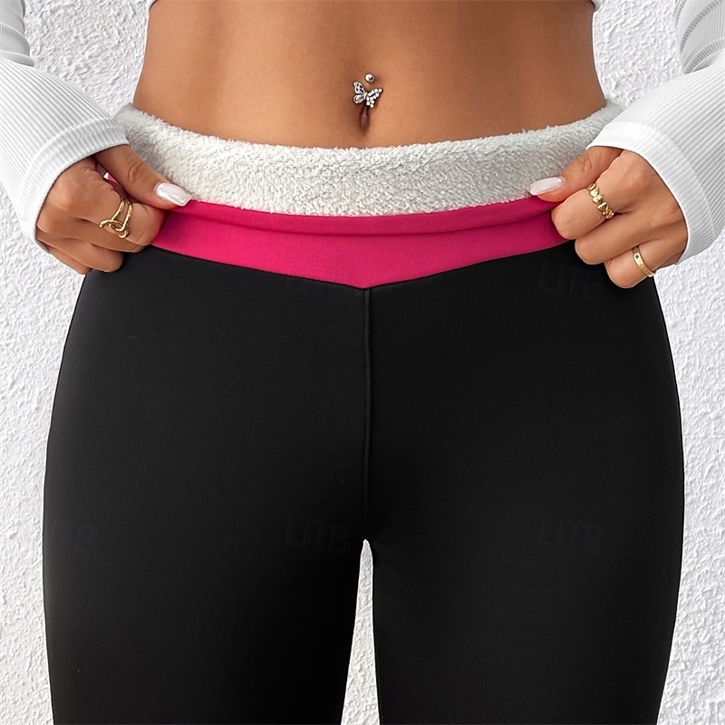 Dames Yogabroek Met fleece gevoerde legging Yoga legging Billenlift Buikcontrole Hoge taille Pilates Sportschooltraining Training Panty Kleurenblok Zwart Herfst Winter Sport Sportkleding Rekbaar Slank 2026 - $15.49 –P5