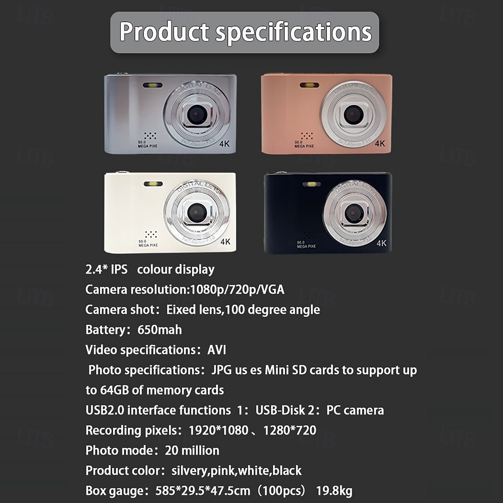 4K Digital Camera Point and Shoot Photography Travel Selfie Camara 2.4inch Screen Entry-Level Gift Compact Digicam Selfie Mini Retro Cam 2025 - $39.99 –P15