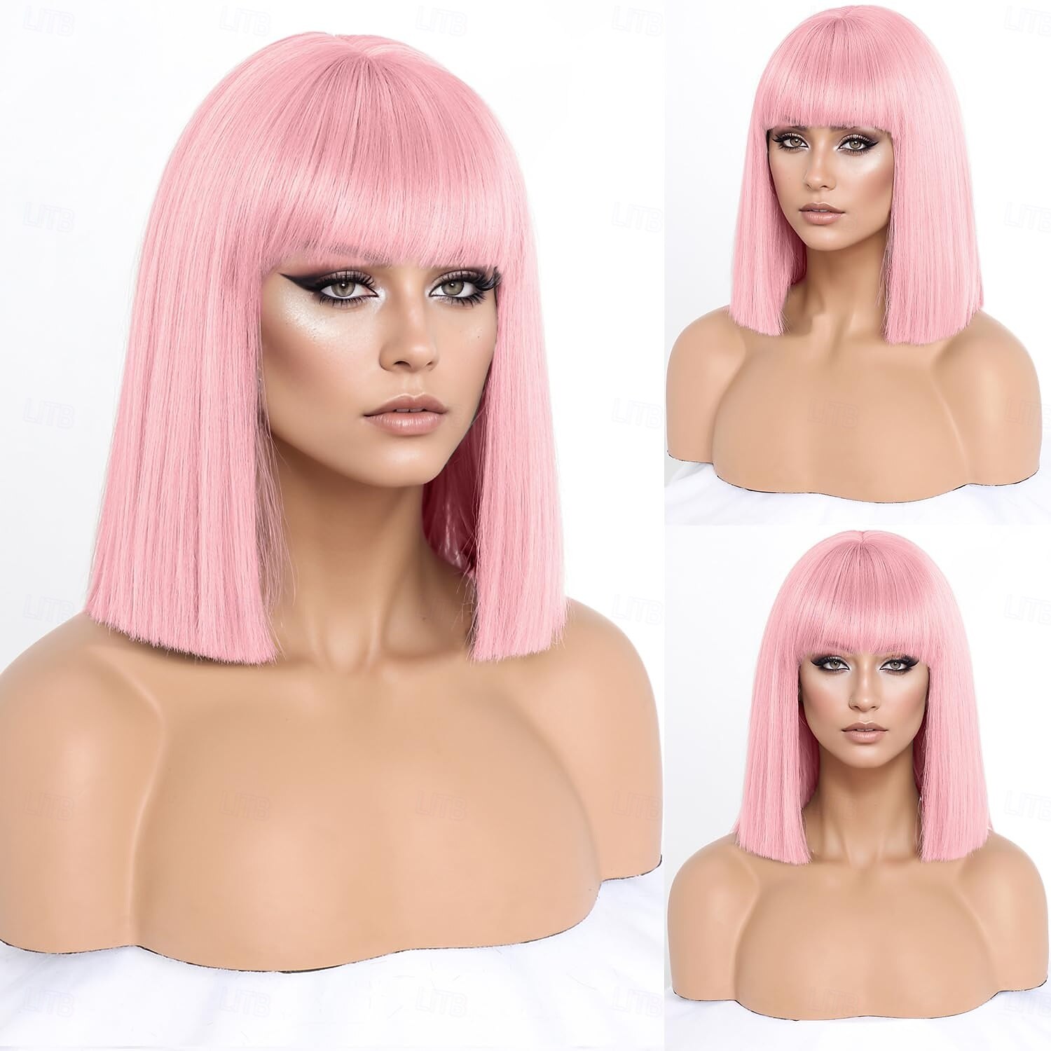 rövid bob paróka frufruval rövid, egyenes bob parókák nőknek természetes megjelenésű cosplay napi parti paróka 2025 - $18.99 –P7