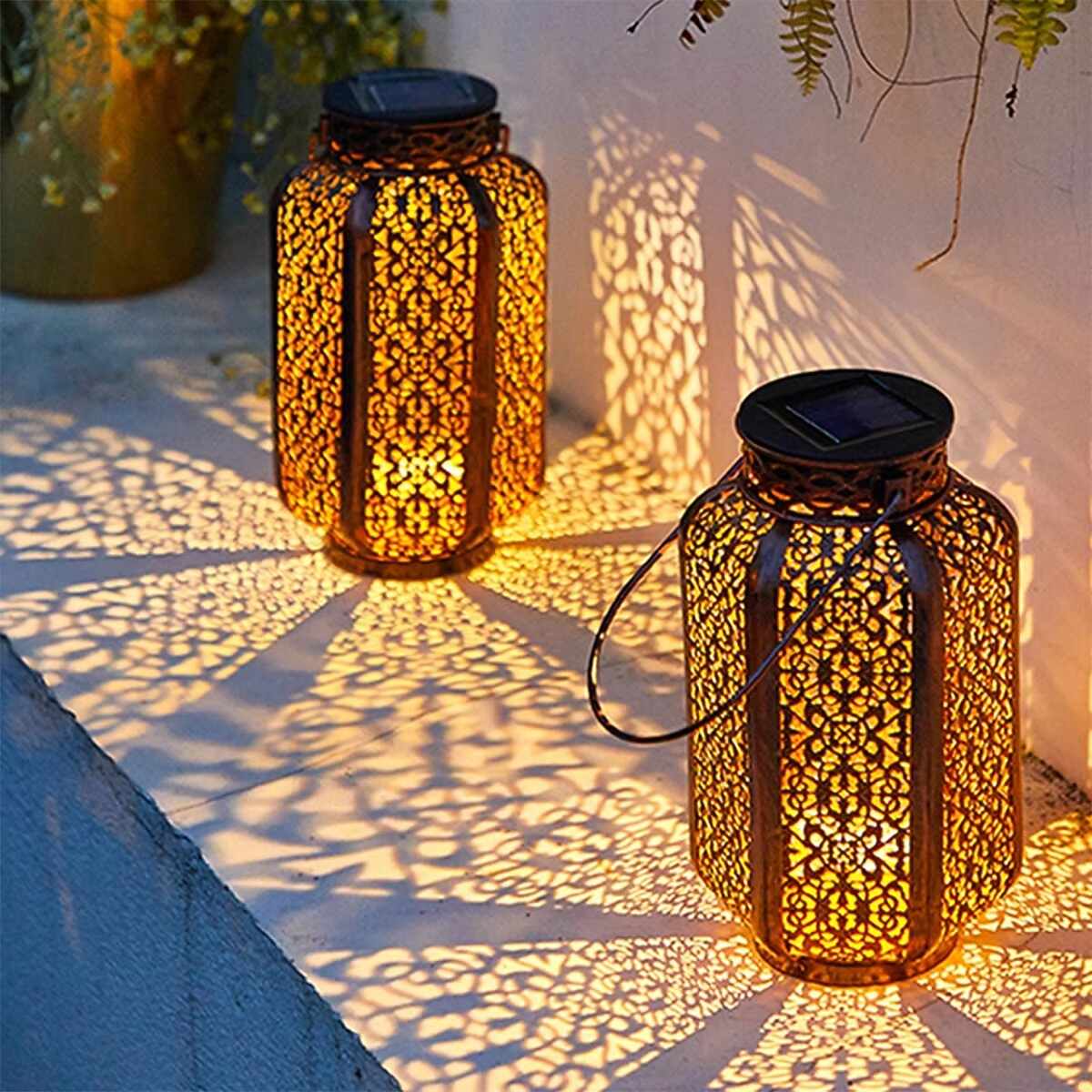 Hängende Solar-Metalllaterne Für Garten & Terrasse – LED, Wasserdicht, Automatisches Ein-/Ausschalten – Wegbeleuchtung Für Gehweg