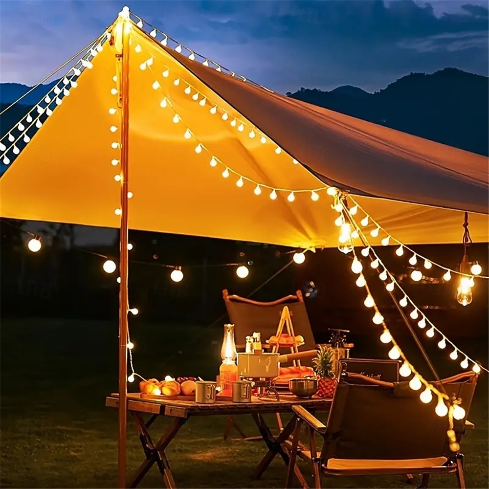 10м 80 LED светодиодные шары на батарейках наружные струнные огни для вечеринок садов и праздничного декора 2026 - $26.99 –P10