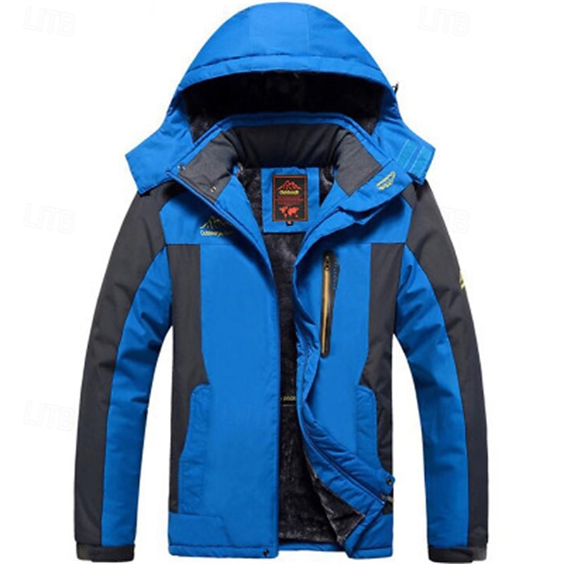 Herr Utomhusjacka Vinterkappa Fleece-jacka Hoodiejacka Dagligen Semester Håller värmen Vindtät Ficka Avtagbar huva Vår & Höst Färgblock Mode Klassisk Huva Normal Svart Röd Kungsblå Armégrön Jacka 2025 - $45.99 –P15