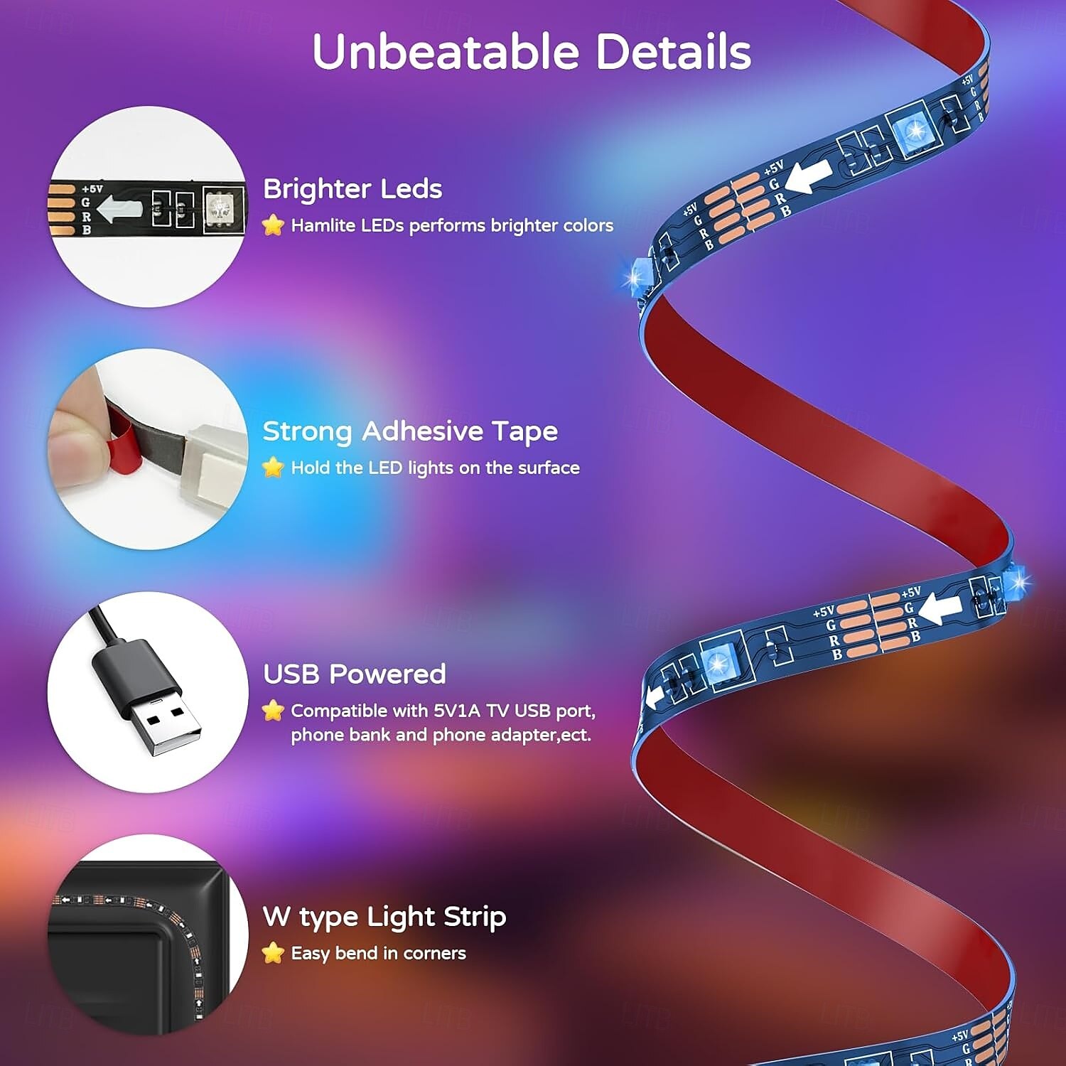 LED Light Strips RGB Lights USB Flexible Lamp USB 5V 5050 SMD 10mm LEDs Blackboard with 24 Key IR Remote Controller for Flat Screen TV Background, HDTV, PC Monitor 1M~5M 2025 - $10.49 –P5