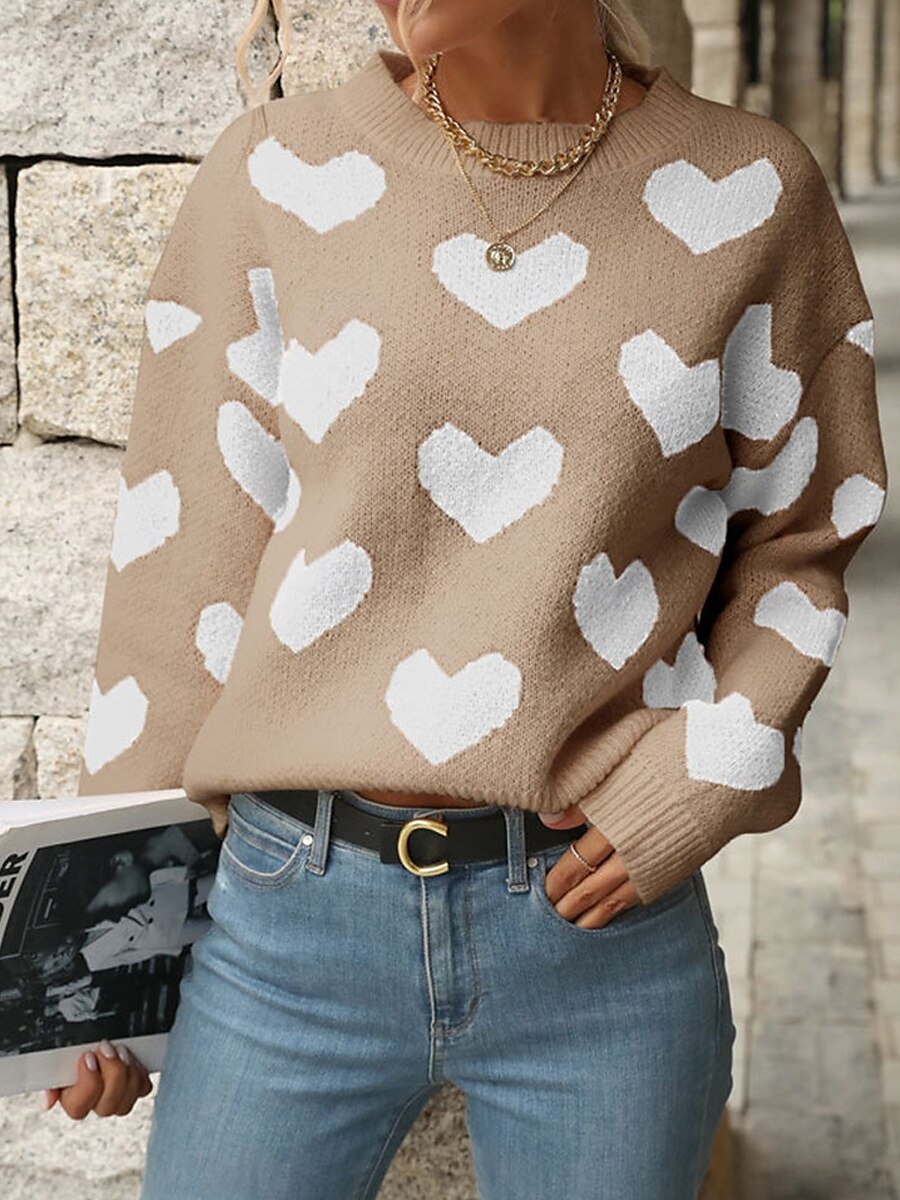 Femme Pull Chandail Pull Décontractées Flexible Cœur A côtes Col Ras du Cou Tricoté manche longue Hauts réguliers Tricoter Extérieur du quotidien Fin de semaine Rose Claire Fuchsia Automne Hiver de 2025 ? $51.99 –P8