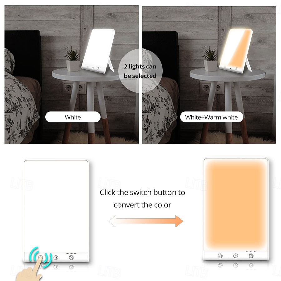 lampada per terapia della luce 12000 lux luce d'atmosfera con 2 modalità colore 3 livelli di luminosità 3 impostazioni timer controllo touch lampada diurna senza UV del 2025 a $57.99 –P7