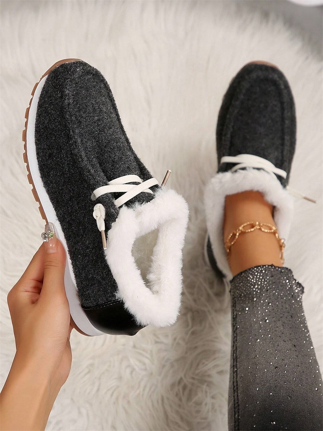 Women's Faux Fur Lined Winter Slip-On Shoes – Cozy and Flexible Warm Casual Shoes for Indoor and Outdoor Wear 2025 - $26.99 –P4
