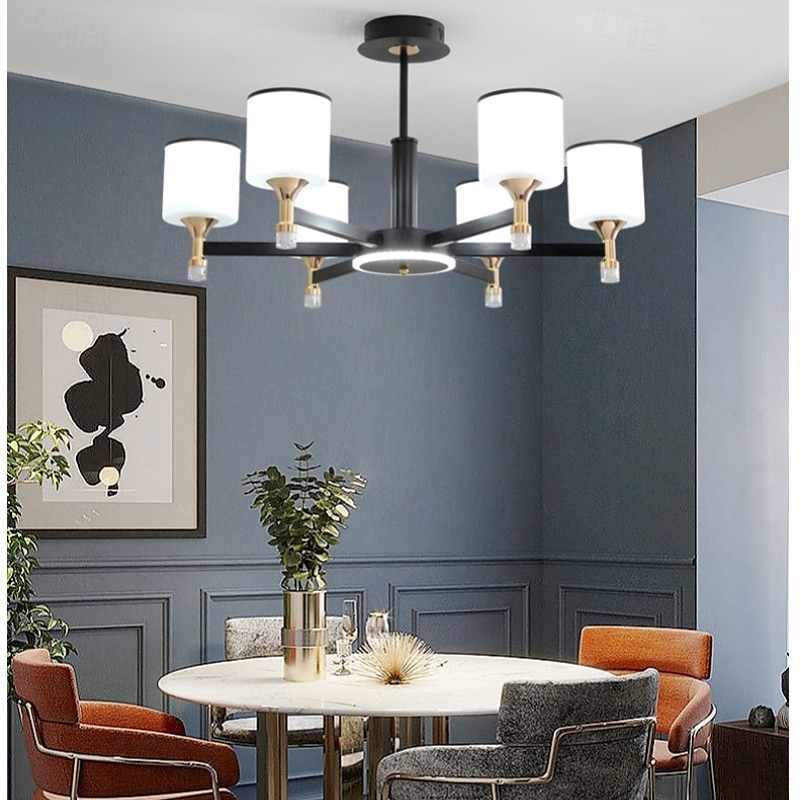 moderne lysekrone taklampe led pendellys moderne innfelt taklampe for spisestue stue svart gylden 6/8/10/15-lys 110-240v 2025 - $208.03 –P9