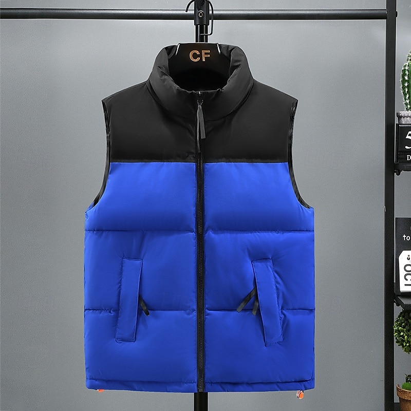 Men's Puffer Vest Padded Gilet Quilted Vest Daily Date Vacation Fashion Casual Fall & Winter Pocket Polyester Warm Comfortable Color Block Zipper Stand Collar Regular Fit Black Yellow Red Royal Blue 2025 - $36.99 –P9