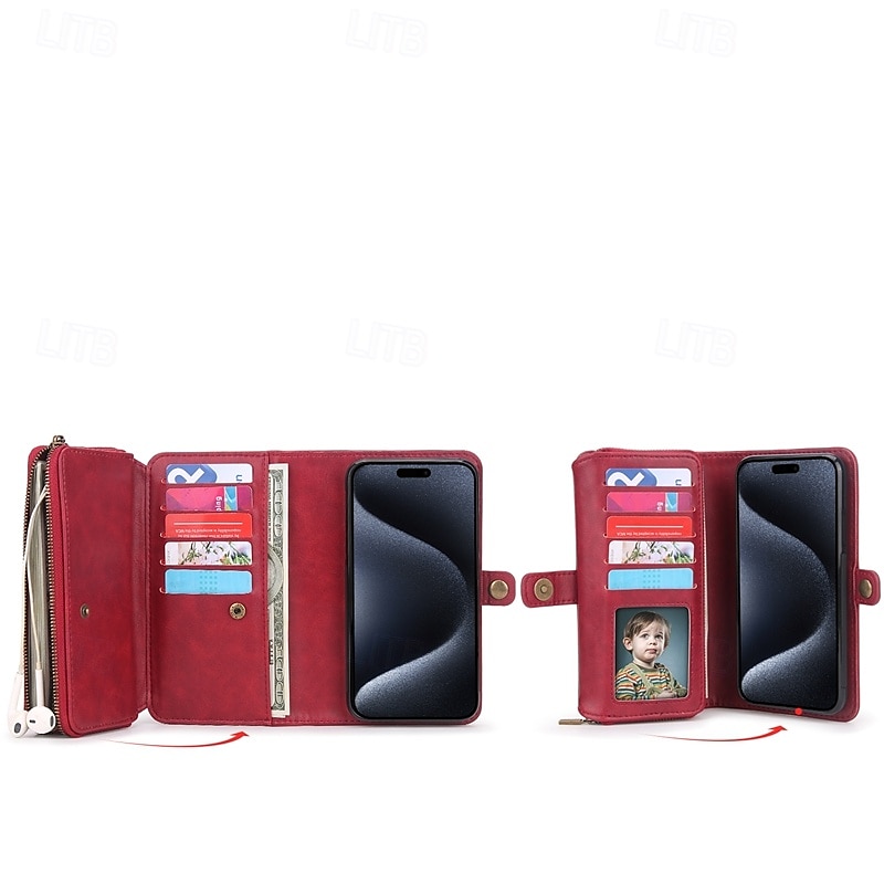 telefon Carcasă Pro iPhone 16 Pro Max Plus iPhone 15 Pro Max Plus iPhone 14 13 12 11 Pro Max Plus Mini iPhone 14 Pro Max iPhone 13 12 11 Pro Max Zadní kryt Pouzdro na peněženku Magnetické Zip Slot 2025 - $33.99 –P8