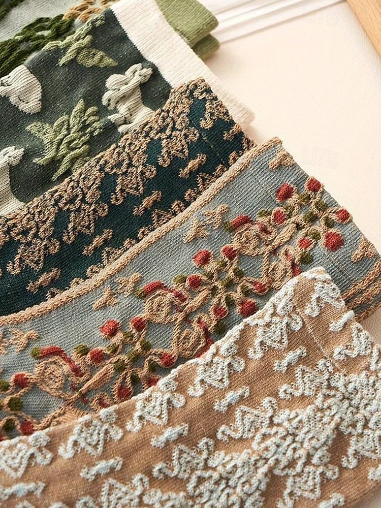 șosete vintage de damă cu broderie florală – design retro elegant, ideal pentru purtarea de zi cu zi 2025 - $14.99 –P6