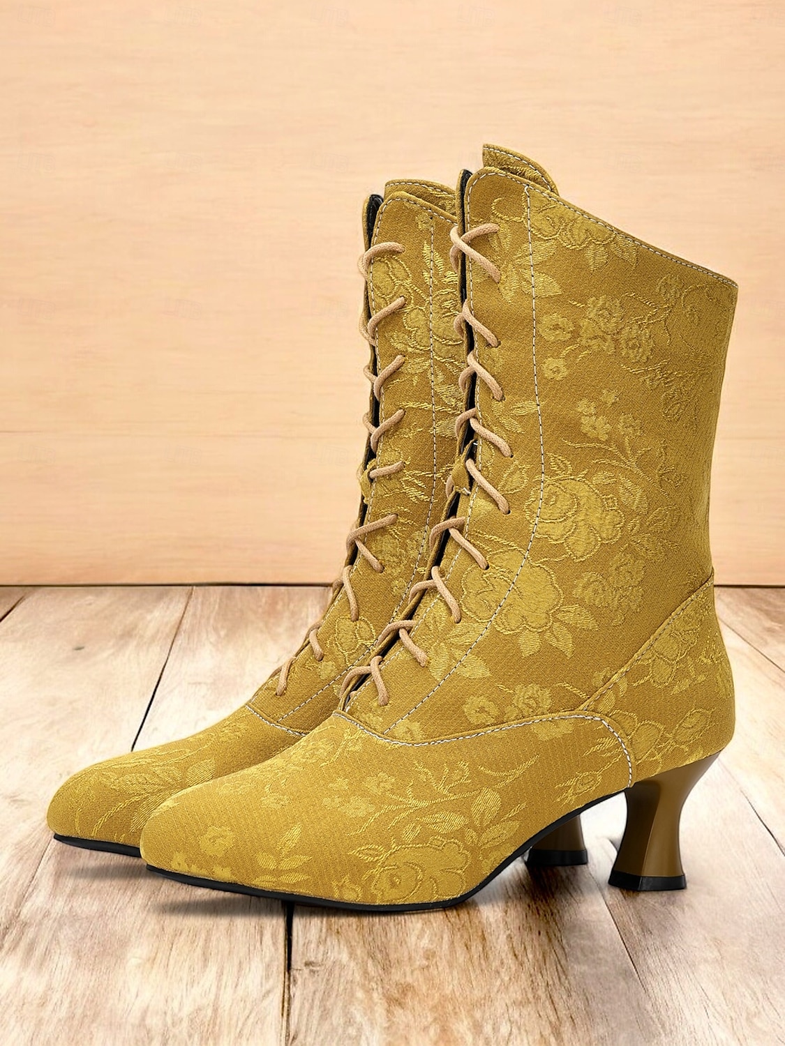 Botas femininas vintage com cadarço e salto médio – botas jacquard elegantes para estilo retrô e ocasiões especiais de 2025 por $59.99 –P1