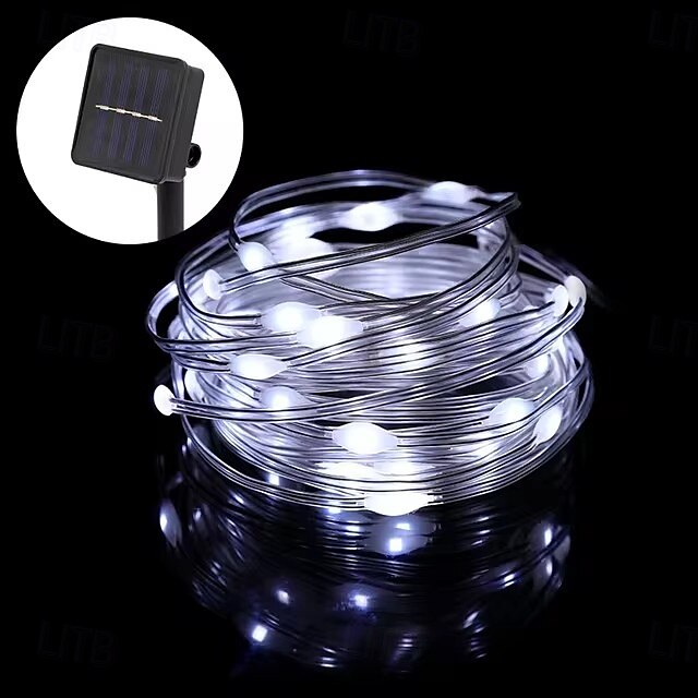 solcelle LED lysstreng med fjernkontroll, 100/200/300 led vanntette fe lys til jul, bryllup, hage, fest  & hageinnredning 2025 - $17.49 –P6