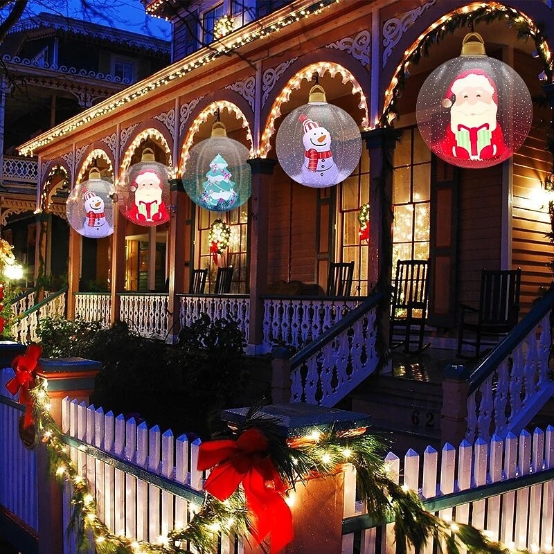 60 cm transparenter aufblasbarer RGB-Weihnachtsballon mit Licht, riesige große Weihnachtsdekoration für draußen, aufblasbarer Weihnachtsball aus PVC für Weihnachtsdekoration im Garten, Hof und auf der Terrasse 2025 - $29.99 -P15