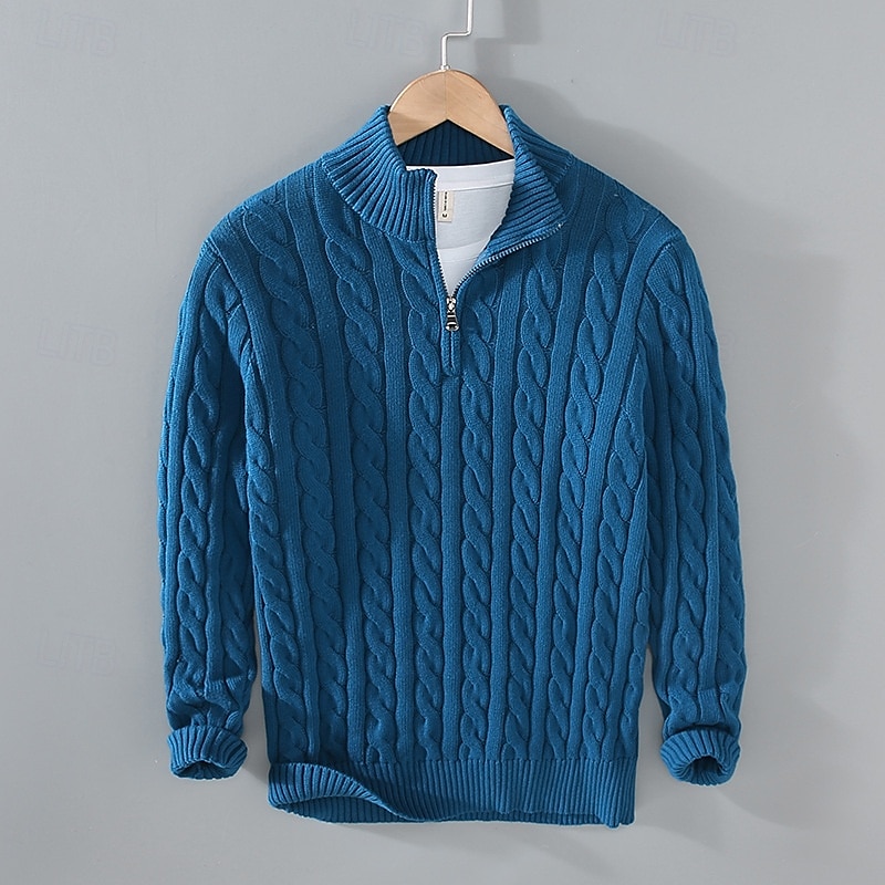 Herren Pullover Pullover mit Viertelreißverschluss Strickpullover Gerippt Stricken Standard Strick Glatt Troyer Halber Reißverschluss Modisch Brautkleider schlicht Freizeitskleidung Verabredung 2025 - $44.99 –P4