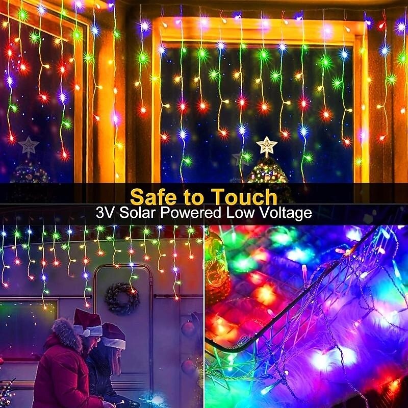 2025年 4m 96LED 屋外ソーラーアイスバーライトストリング 中庭の軒先 バルコニー フェンス ステップ クリスマス ウェディング お祝いの雰囲気 装飾ライトストリング  コレクション – $15.99 –P8