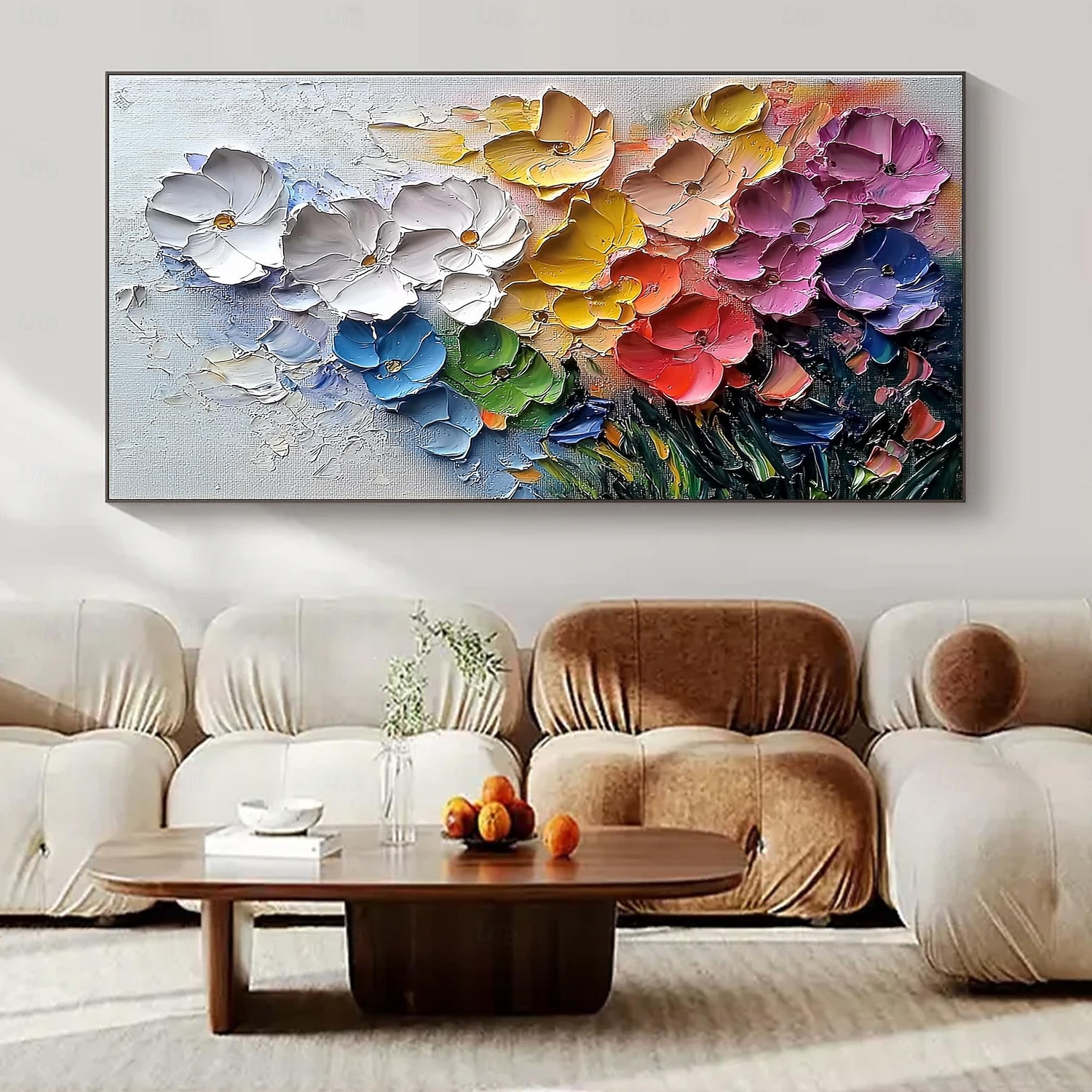 Handmade Original 3D Texture Flowers Oil Painting On Canvas Abstract ...