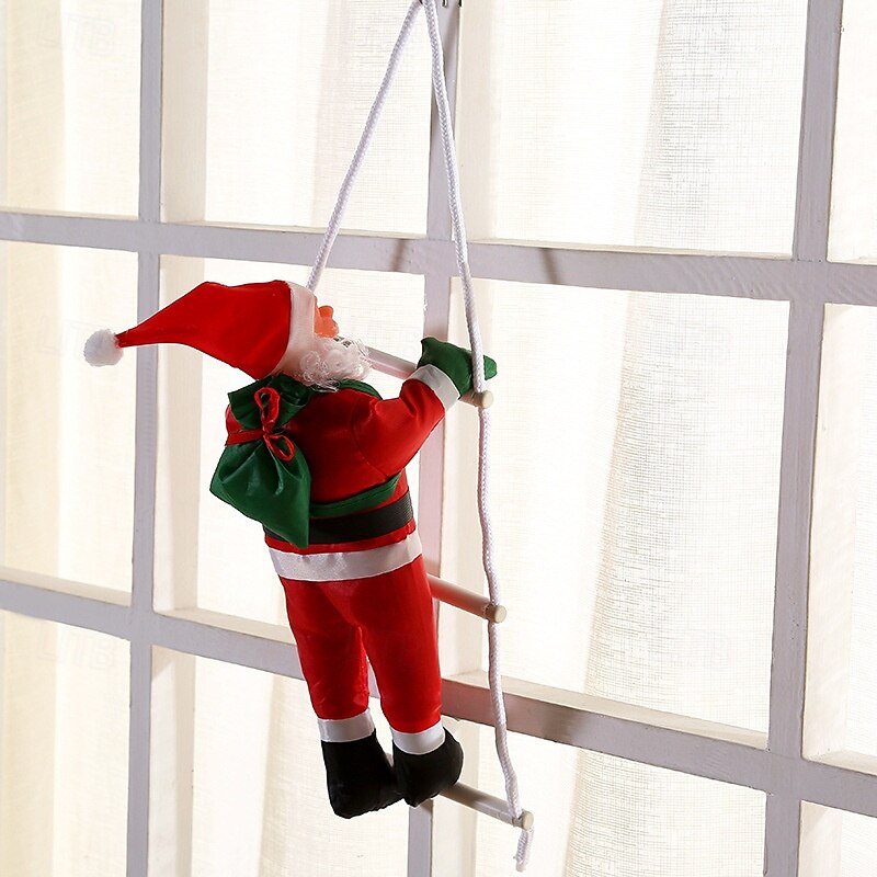 Christmas Climbing Santa Claus Ladder and Rope Hanging Ornament – Inflatable and Plush Santa for Christmas Tree, Hotel, and Mall Holiday Decorations 2025 - $10.49 –P4