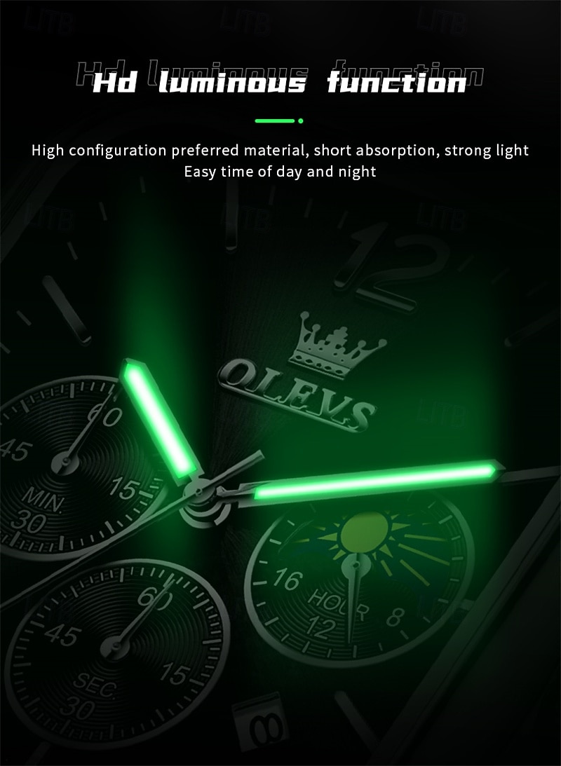 nouvelle marque olevs olevs tendance montres pour hommes cadran carré calendrier lumineux des phases de lune multifonction ceinture en maille à trois yeux montre à quartz à phases de lune de 2025 ? $29.99 –P11