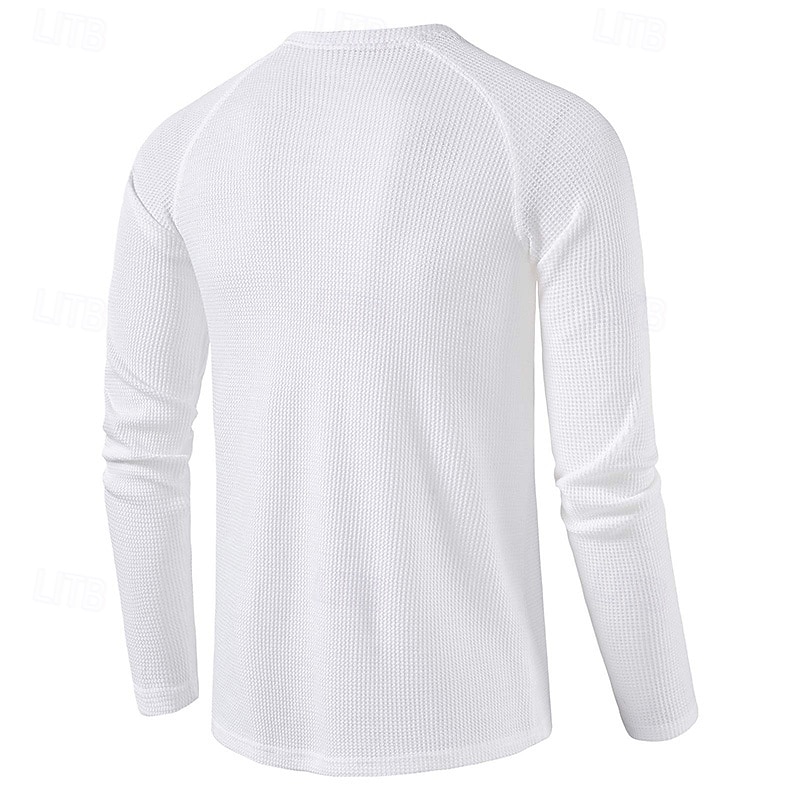 Férfi Póló Gofri Henley ing Henley ing Tee Top Hosszú ujjú ing Sima Henley Utca Vakáció Hosszú ujj Ruházat Poliészter Divat Dizájn Alap 2025 - $23.99 –P3