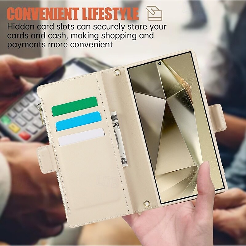 Phone Case For S24 S24 Ultra Plus S23 S22 S21 S20 Ultra Plus FE Wallet Case with Stand Holder Magnetic with Lanyard Retro TPU PU Leather 2025 - $35.99 –P14