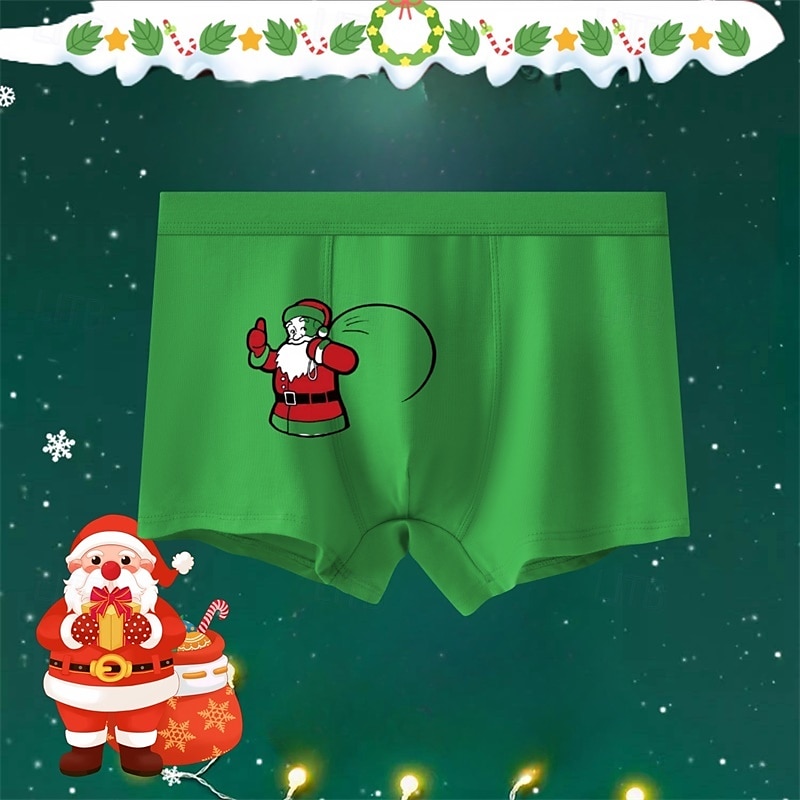 Homens 1 pc Roupa interior de Natal Patchwork Poliéster Respirável Macio Confortável Gráfico Cintura Média Vermelho Verde de 2025 por $7.99 –P8