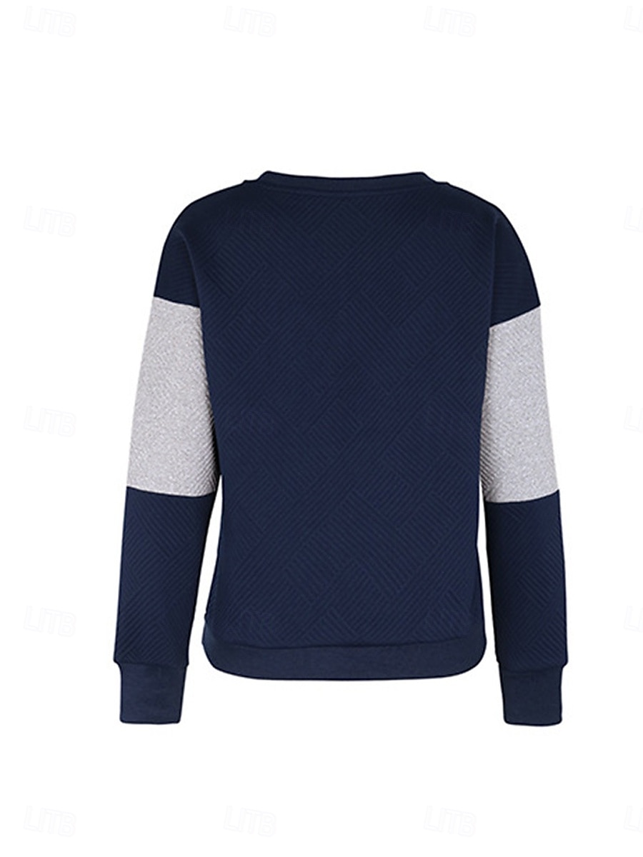 Women's T Shirt Plaid Fashion Modern Casual Long Sleeve Crew Neck Regular Tops Daily Weekend Print Black Navy Blue Gray Fall Winter 2025 - $38.99 –P4