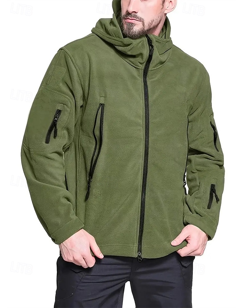 Pánské Fleecová bunda Vojenská bunda Taktická bunda Denní Dovolená Zahřívací Kapsy Fleece Podzim zima Bez vzoru Módní Šik ven Kapuce Standardní Černá Khaki Armádní zelená Šedá Saka 2025 - $33.99 –P10