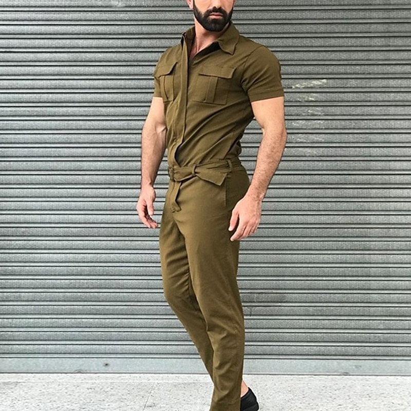 Ανδρικά Ολόσωμη φόρμα Μονοκόμματο Causal Αναπνέει Καταλληλότητα Τρέξιμο ΑΘΛΗΤΙΚΑ ΡΟΥΧΑ Ρούχα Γυμναστικής Μονόχρωμο Μαύρο Κρασί Πράσινο Χακί 2025 - $38.99 –P6