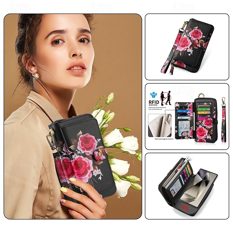 Phone Case For S24 S24 Ultra Plus S23 Ultra Plus S23 S22 S22 Plus Ultra Back Cover Wallet Case Zipper with Wrist Strap Card Slot Retro TPU PU Leather 2025 - $34.99 –P13