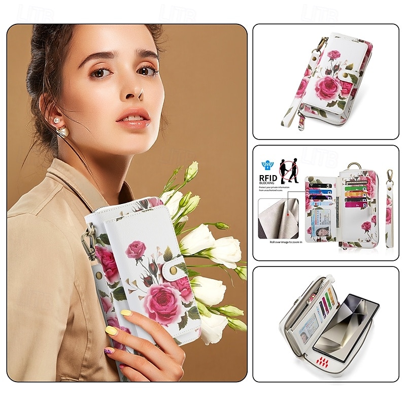 Phone Case For S24 S24 Ultra Plus S23 Ultra Plus S23 S22 S22 Plus Ultra Back Cover Wallet Case Zipper with Wrist Strap Card Slot Retro TPU PU Leather 2025 - $34.99 –P14