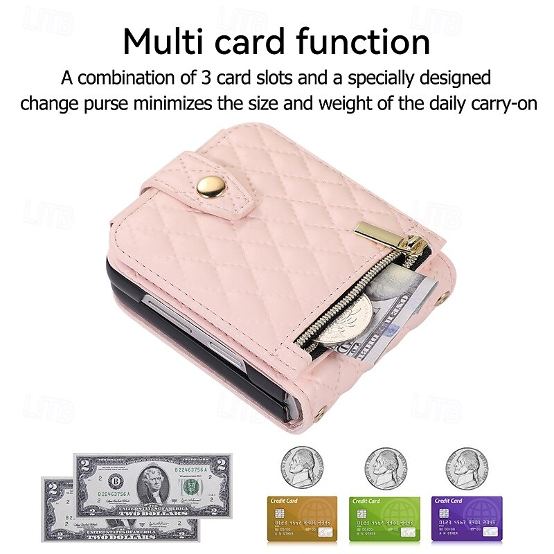 Phone Case For Z Flip 6 Z Flip 5 Z Flip 4 Z Flip 3 Flip Cover with Stand Holder Zipper with Wrist Strap Retro TPU PU Leather 2025 - $23.99 –P7