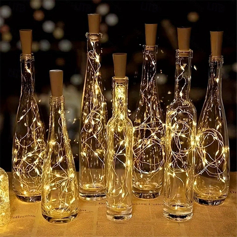 2M Solar String Lights, 20 LEDs Wine Bottle String Lights, Warm White, RGB and Waterproof for Christmas & Wedding Decorations 5pcs Set 2025 - $30.99 –P3