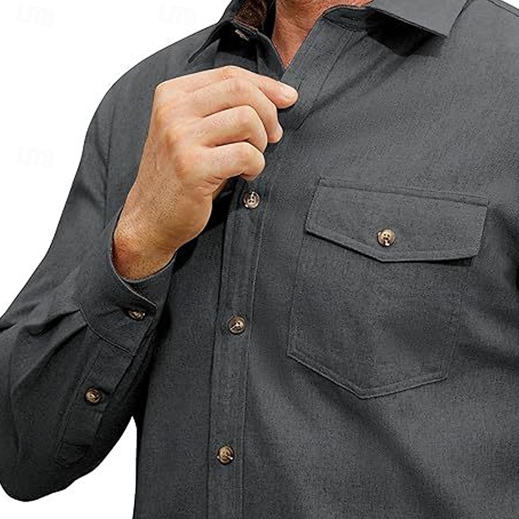 Herren Hemd Flanelljacke Flanell Hemden Knopfhemd Cargo-Shirt Feste Farbe Outdoor Arbeit Schwarz Weiß Hellgrün Wein Langarm Umlegekragen Frühling & Herbst Bekleidung Farbblock 2026 - $28.99 –P2