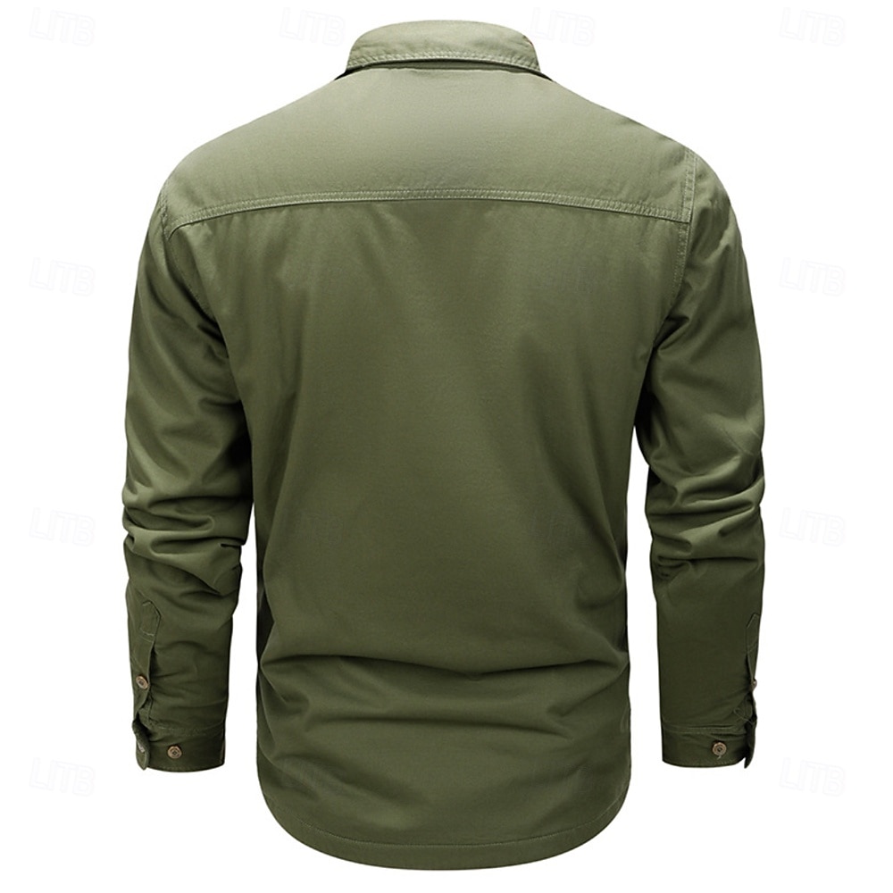 Herr Texas Arbetsskjortor Västerländsk skjorta Cargo skjorta Långärmad Ledigt Sport & Utomhus Utekväll Höst Vinter Nedvikt Mönster Svart Armégrön Kaki 2026 - $40.99 –P4