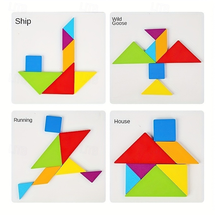 Educatieve houten legpuzzel met 60 stukjes voor kinderen die geometrie, wiskunde en meer leren - perfect cadeau voor Halloween en Kerstmis 2025 - $27.99 –P6