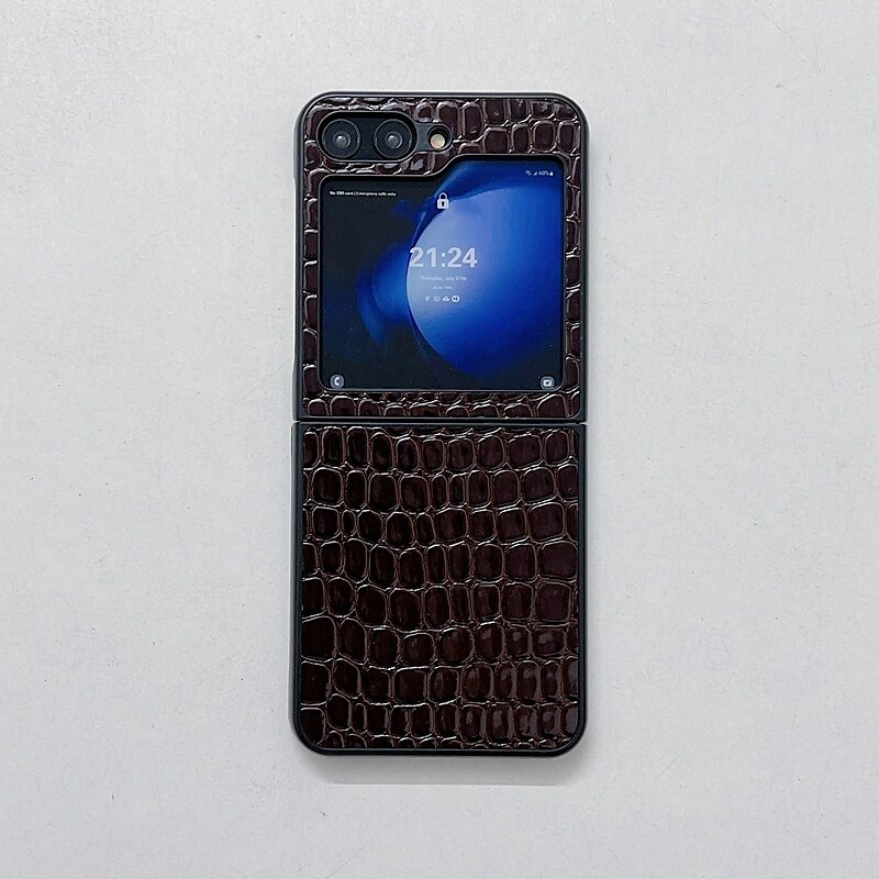 2025年 電話 ケース 用途 Zフリップ6 Z Flip 5 Z Flip 4 Z Flip 3 バックカバー 耐衝撃 レトロ風 TPU PUレザー  コレクション – $14.99 –P7