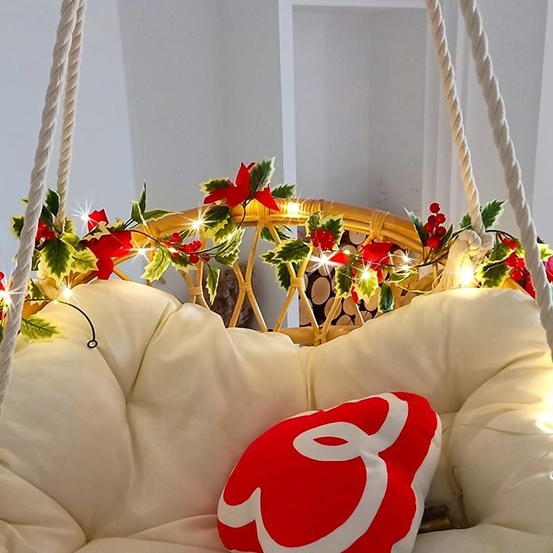 2025年 2m20LEDs 新しいクリスマスフラワーつる真紅のライトストリング 電池ボックス駆動 クリスマス 屋内パーティー お祝いの雰囲気 装飾ライト  コレクション – $15.99 –P4