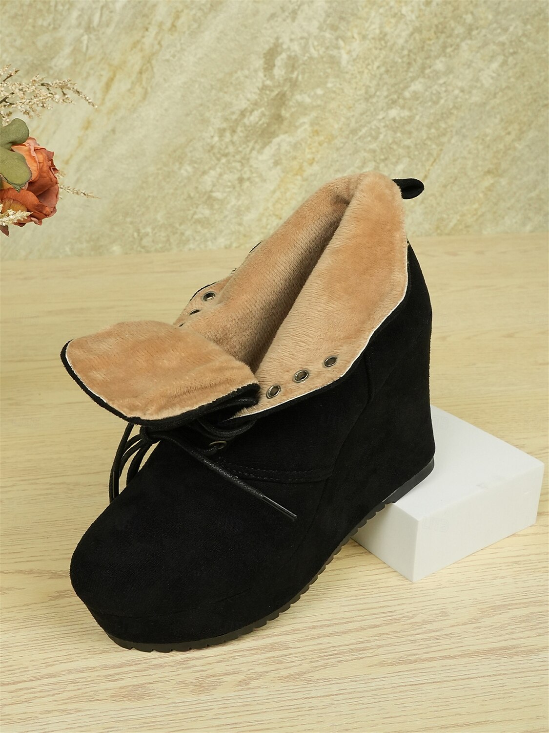 Women's Faux Suede Wedge Ankle Boots with Lace-Up Design - Comfortable Platform Boots for Casual and Everyday Wear 2025 - $34.99 –P5