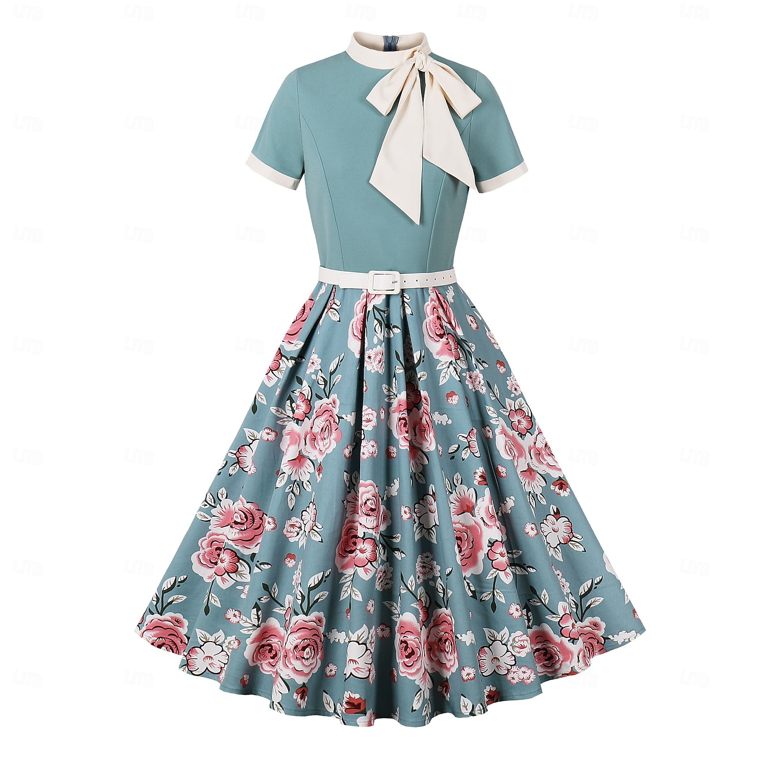 Retro Vintage Anos 50 Hepburn Vestidos Floral Poá Linha A Decote Redondo Fantasia Mulheres Carnaval Ano Novo Baile de Máscaras Casual / Diário Festa de Solteira Adulto Vestido de 2026 por $39.99 –P10