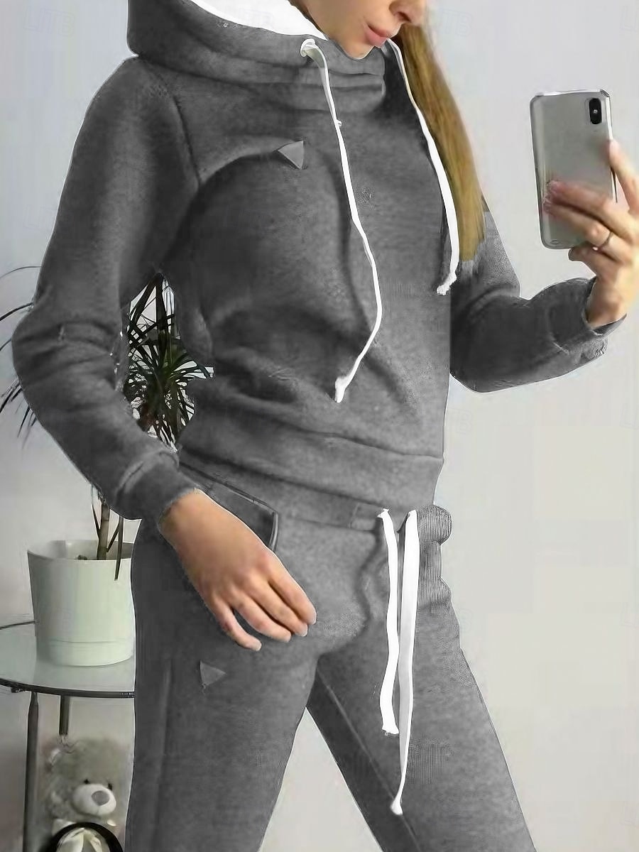 Mujer Pijamas Conjuntos Cálido Moda Felpa Color puro Sudadera Pantalón Hogar Diario Cama Manga Larga Sudadera Negro Rosa Azul Piscina Gris Claro Otoño Invierno 2025 - $21.99 –P8