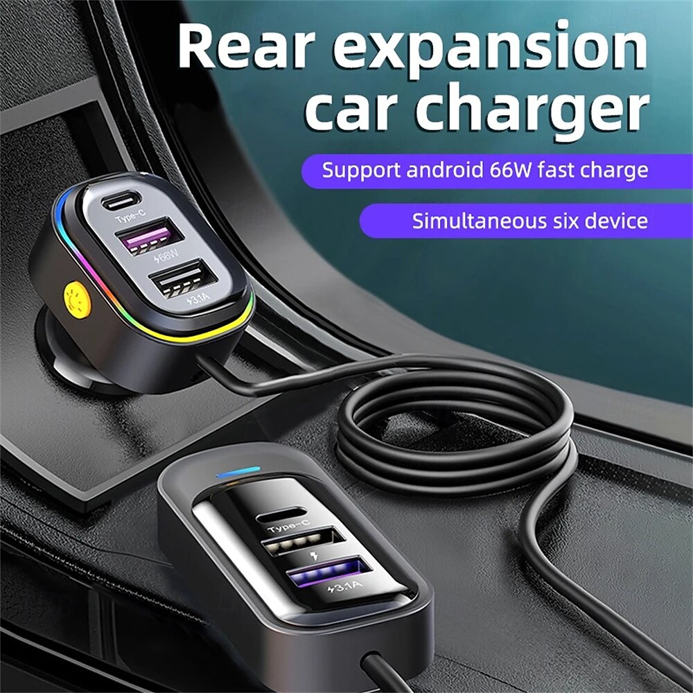 81W Car Charger Adapter 6 in 1 Back Row with Clips Fast Charging Type C Slot Universal 81W Super Fast Car Charging 2025 - $28.99 –P1