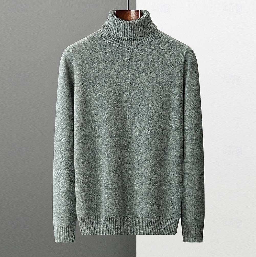 Herr Polotröja Sticka Ensfärgat Polokrage Stickat Elegant Jul Utomhus Kläder Höst Vinter Svart Vit S M L 2025 - $75.99 –P3