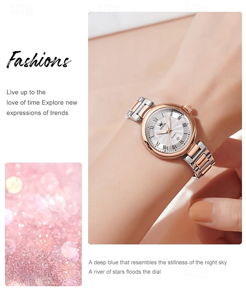 olevs 5608 luxe merk dameshorloge klassieke mode waterdicht lichtgevend kalenderhorloge elegant quartz dameshorloge 2025 - $26.99 –P4