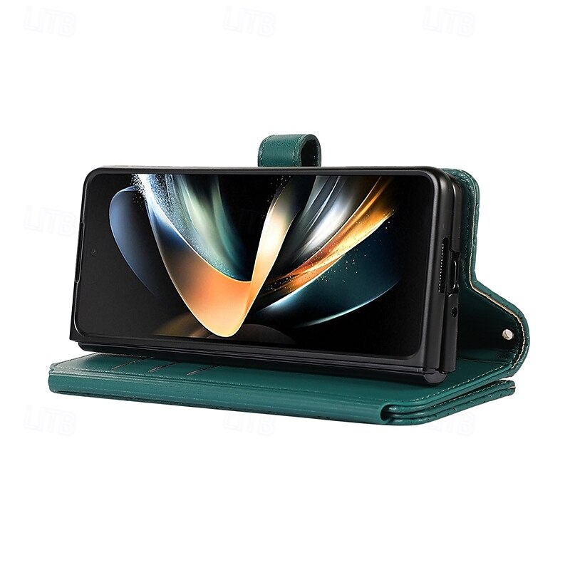Phone Case For Z Fold 6 Z Fold 5 Z Fold 4 Z Fold 3 Flip Cover with Stand Holder Zipper with Wrist Strap Retro TPU PU Leather 2025 - $23.99 –P17