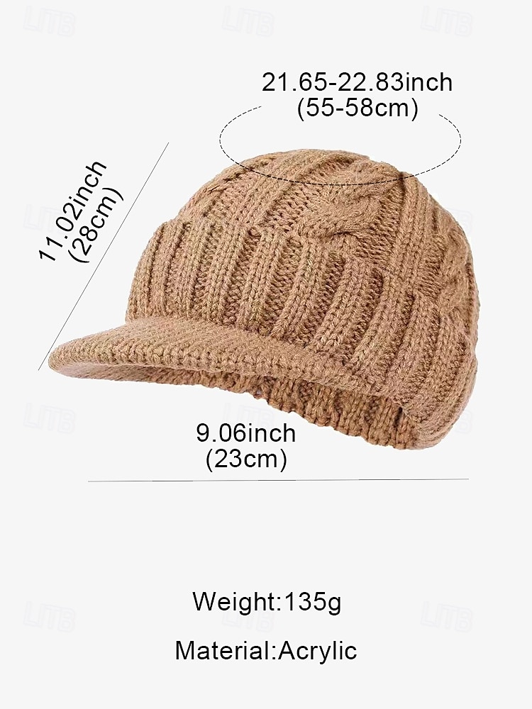 мужская зимняя вязаная шапка с полями – теплая модель с косами, серая шапка-бини для холодной погоды 2026 - $11.99 –P8