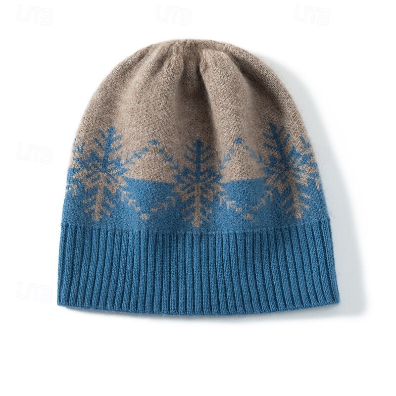 Homme Femme Bonnet en laine Vin Rouge Cachemire Noël Tricot Chaud Ecole Noël Extérieur Motif de flocon de neige Noël Chaud de 2025 ? $61.99 -P1